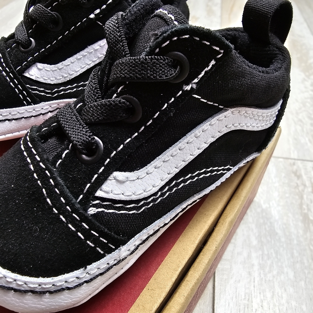 Vans Old Skool Crib Shoes Black/True White - Picture 4 of 7